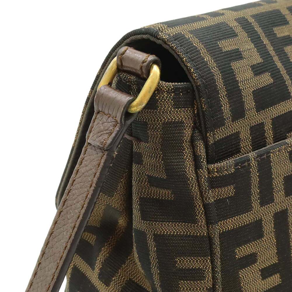 FENDI Brown Leather Zucca Pochette Shoulder Bag - Picture 5 of 10